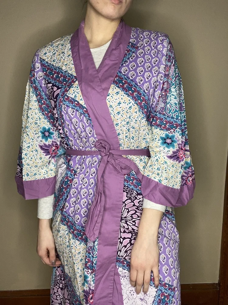Soft Surroundings Purple Patchwork Robe - Picture 4 of 13